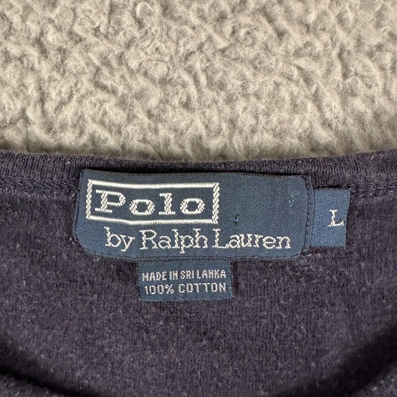 Vintage Polo Ralph Lauren Sweatshirt Mens Large Navy Striped 90s Crewneck Pony - Picture 3 of 8